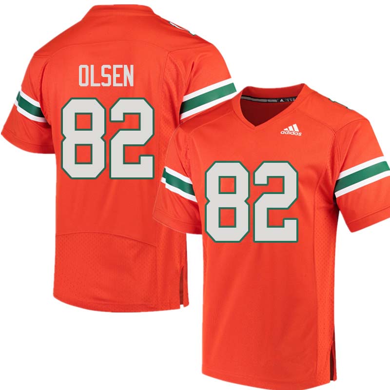 Adidas Miami Hurricanes #82 Greg Olsen College Football Jerseys Sale-Orange - Click Image to Close